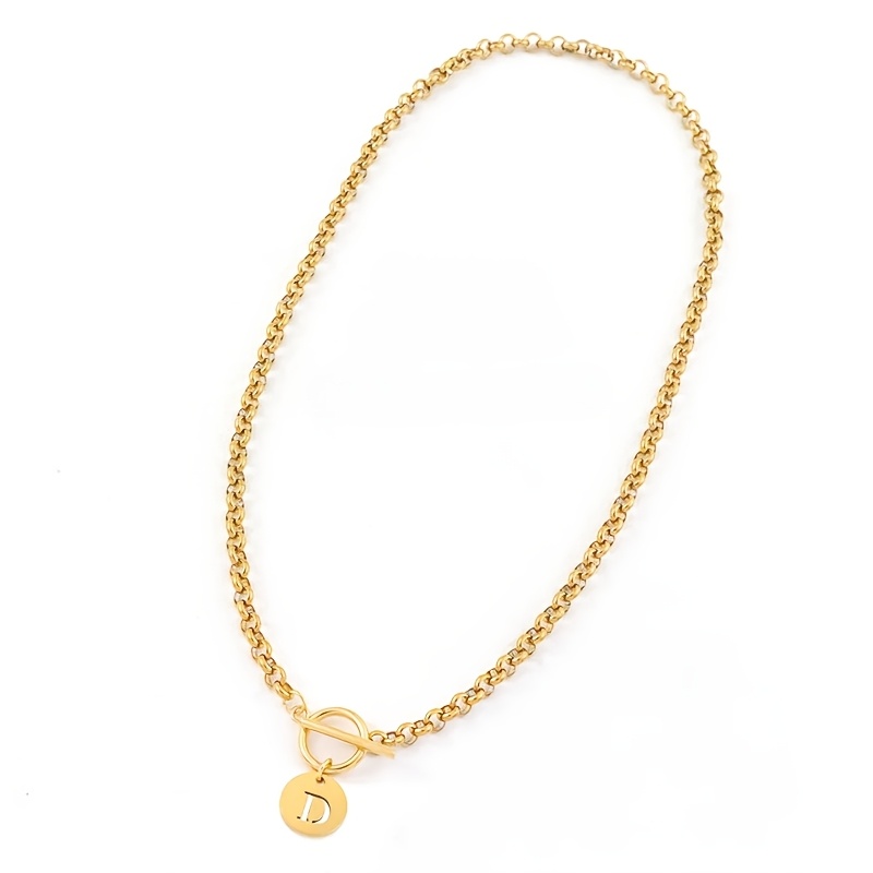 18K Gold Plated A-Z Initial Pendant Toggle Chain Necklace — Gift for All